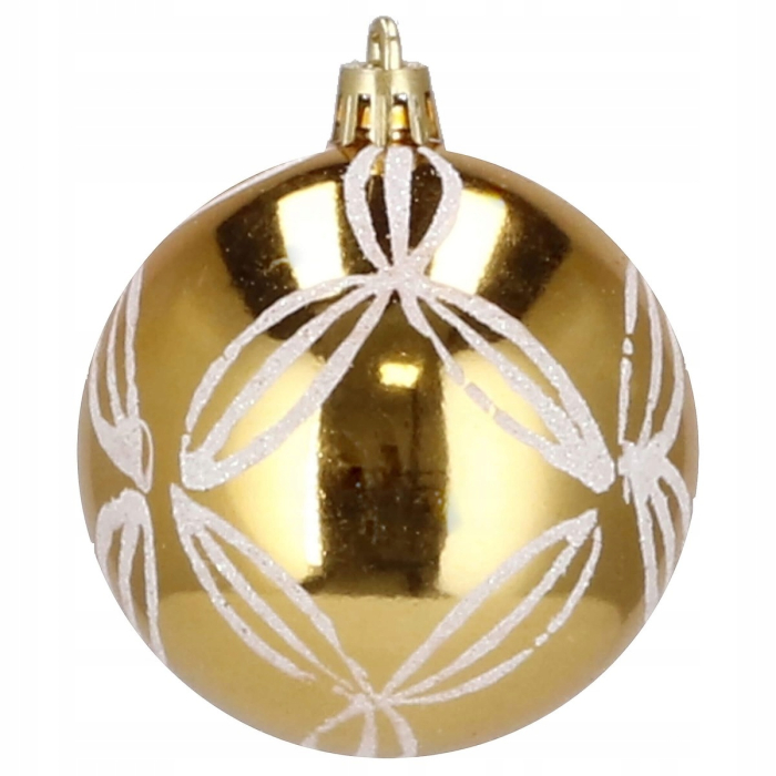 Set globuri de Craciun cu modele de sarbatori, 30 bucati, 5cm, alb auriu [7]