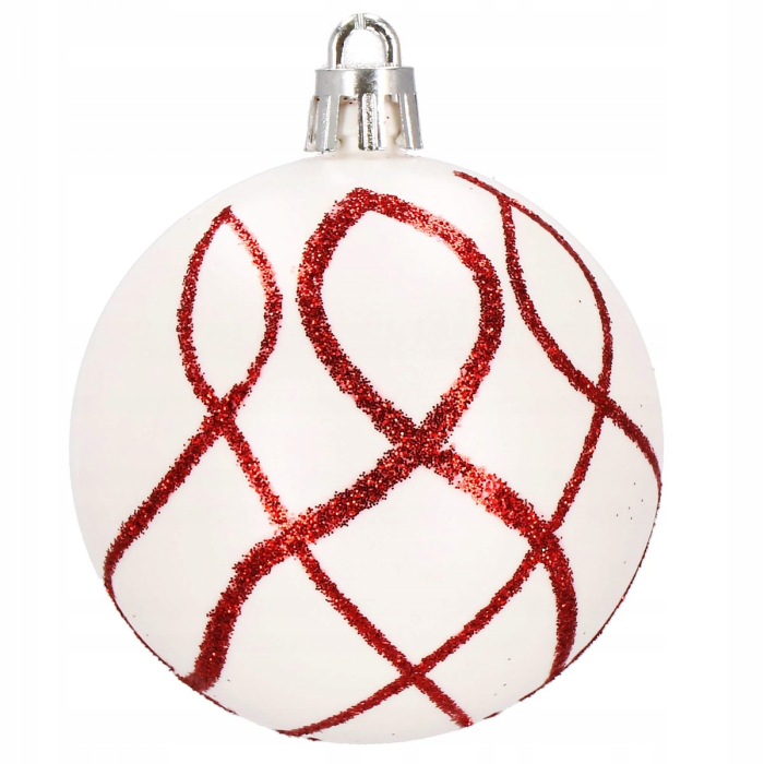 Set globuri de Craciun cu modele de sarbatori, 30 bucati, 6cm, alb rosu [2]