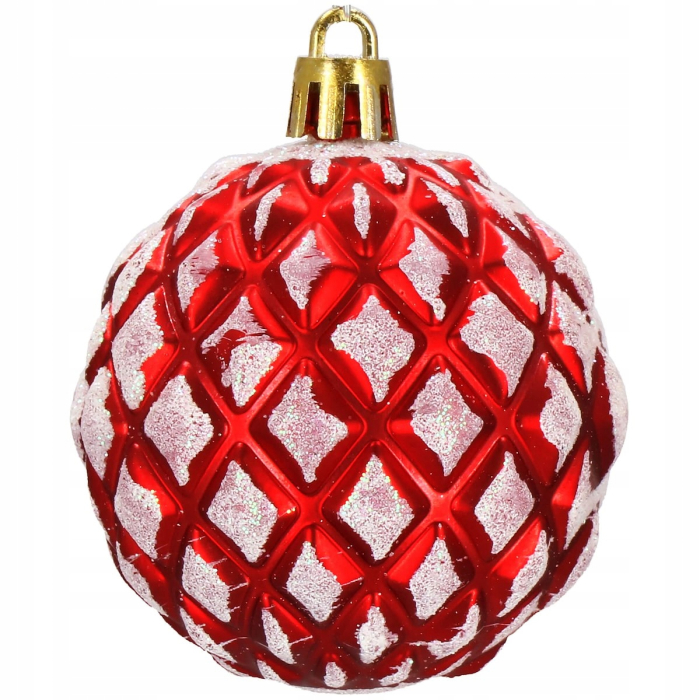 Set globuri de Craciun cu modele de sarbatori, 30 bucati, 6cm, alb rosu [7]