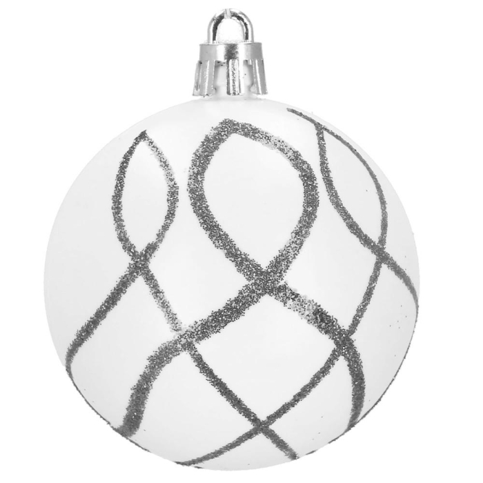 Set globuri de Craciun cu modele de sarbatori, 30 bucati, 6cm, argintiu [5]