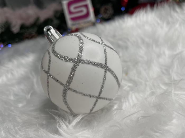 Set globuri de Craciun cu modele de sarbatori, 30 bucati, 6cm, argintiu [18]