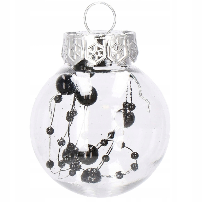Set globuri de Craciun Inedit, 24 bucati, 5cm, transparente cu interior negru [8]