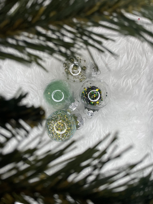 Set globuri de Craciun Inedit, 24 bucati, 5cm, transparente si verde [11]