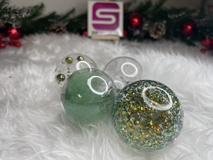 Set globuri de Craciun Inedit, 24 bucati, 5cm, transparente si verde [12]