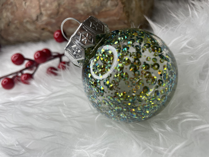 Set globuri de Craciun Inedit, 24 bucati, 5cm, transparente si verde [13]