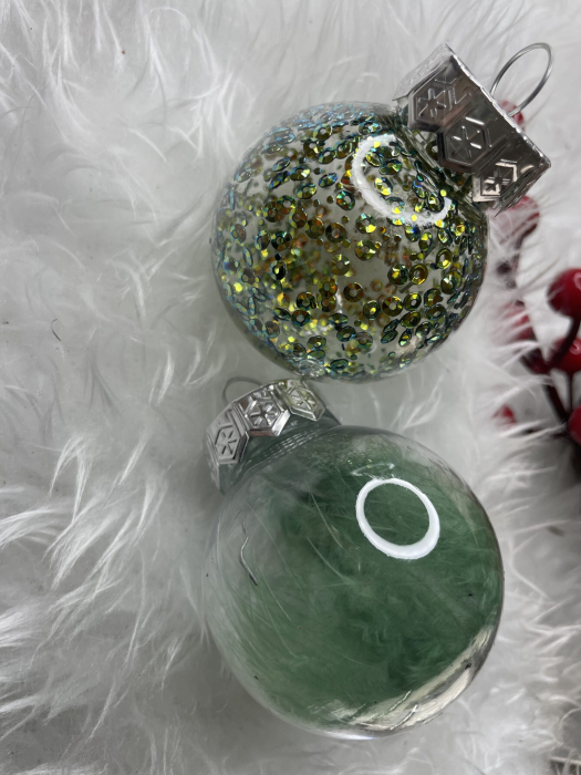 Set globuri de Craciun Inedit, 24 bucati, 5cm, transparente si verde [14]