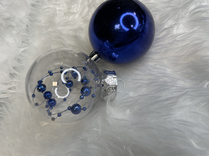 Set globuri de Craciun Inedit, 30 bucati, 6cm, transparente si albastru [32]