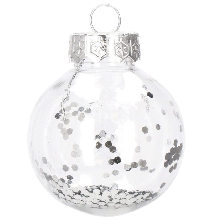 Set globuri de Craciun Inedit, 30 bucati, 6cm, transparente si argintiu [9]