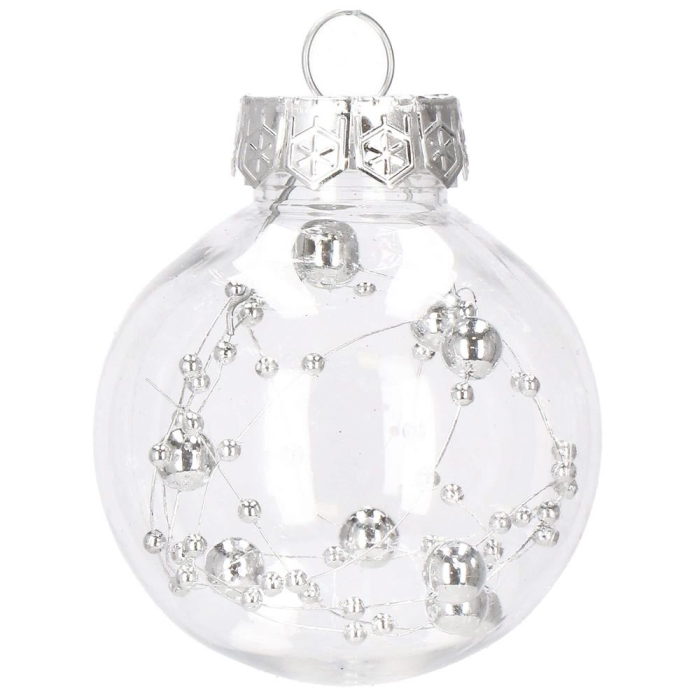 Set globuri de Craciun Inedit, 30 bucati, 6cm, transparente si argintiu [6]