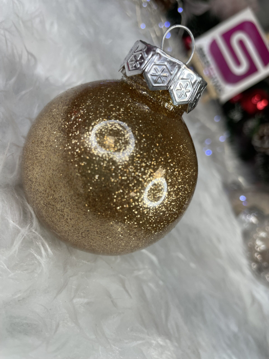 Set globuri de Craciun Inedit, 30 bucati, 6cm, transparente si auriu [18]