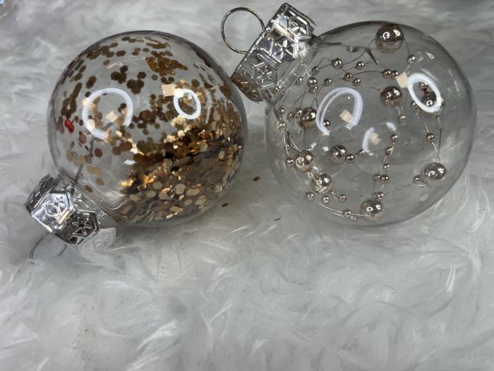 Set globuri de Craciun Inedit, 30 bucati, 6cm, transparente si auriu [20]