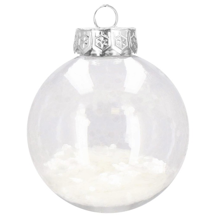 Set globuri de Craciun Inedit, 30 bucati, 7cm, transparente si alb [4]