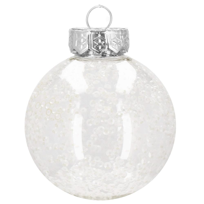 Set globuri de Craciun Inedit, 30 bucati, 7cm, transparente si alb [5]