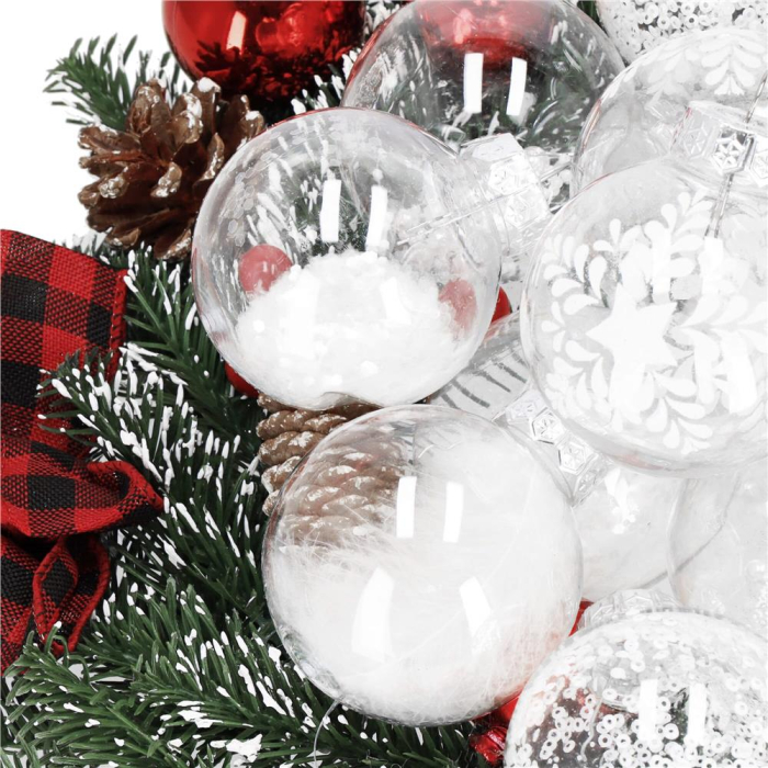 Set globuri de Craciun Inedit, 30 bucati, 7cm, transparente si alb [12]