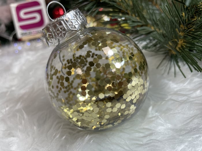 Set globuri de Craciun Inedit, 30 bucati, 7cm, transparente si auriu [24]