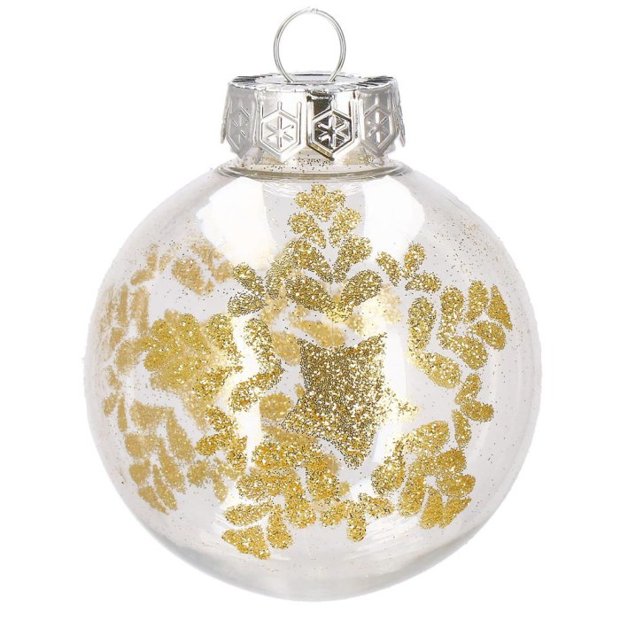 Set globuri de Craciun Inedit, 30 bucati, 7cm, transparente si auriu [7]