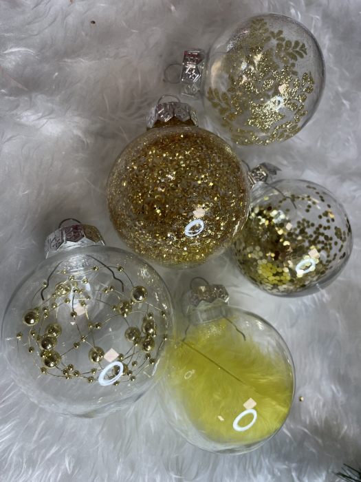 Set globuri de Craciun Inedit, 30 bucati, 7cm, transparente si auriu [18]