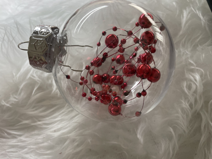 Set globuri de Craciun Inedit, 30 bucati, 7cm, transparente si rosu [20]