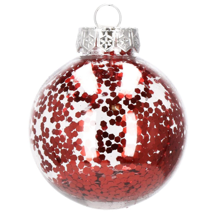Set globuri de Craciun Inedit, 30 bucati, 7cm, transparente si rosu [5]