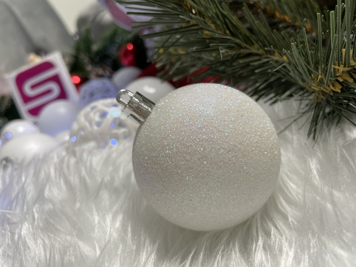 Set globuri si decoratiuni de Craciun, 100 piese, diverse dimensiuni cu stea, alb [17]