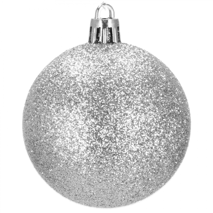 Set globuri si decoratiuni de Craciun, 100 piese, diverse dimensiuni cu stea, argintiu [8]