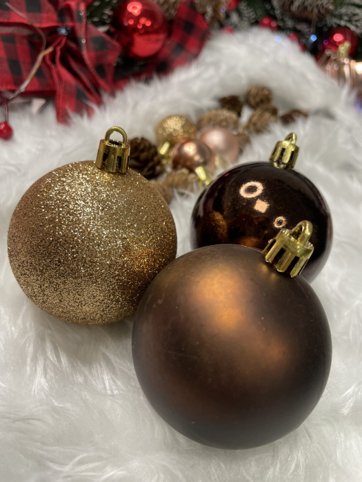 Set globuri si decoratiuni de Craciun, 101 piese, diverse dimensiuni, roz auriu [27]