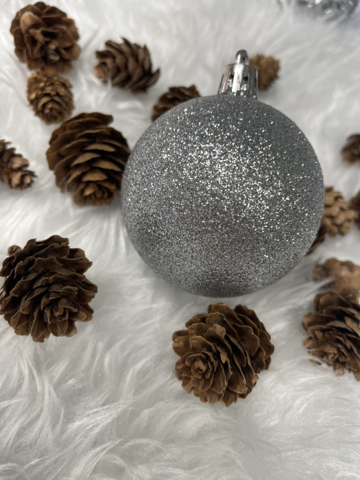 Set globuri si decoratiuni de Craciun, 102 piese, diverse dimensiuni, argintiu [17]