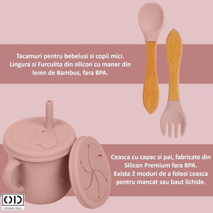 Set hranire bebelusi Diversificare Bebelusi Retete pentru Diversificare Bebelusi Alimente pentru Diversificare bebelusi tacamuri bebelusi furculite bebe silicon lingura bebe Furculita din silicon [8]