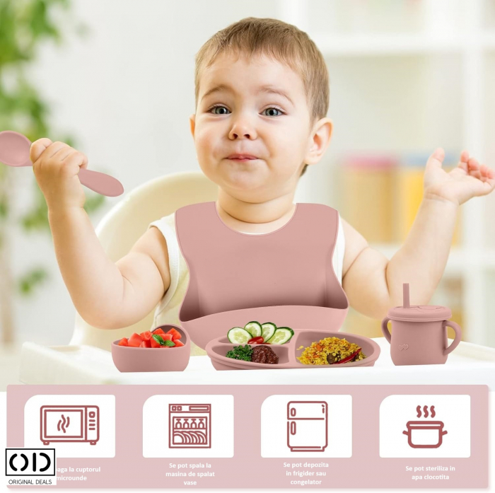 Set hranire bebelusi Diversificare Bebelusi Retete pentru Diversificare Bebelusi Alimente pentru Diversificare bebelusi tacamuri bebelusi furculite bebe silicon lingura bebe Furculita din silicon [2]