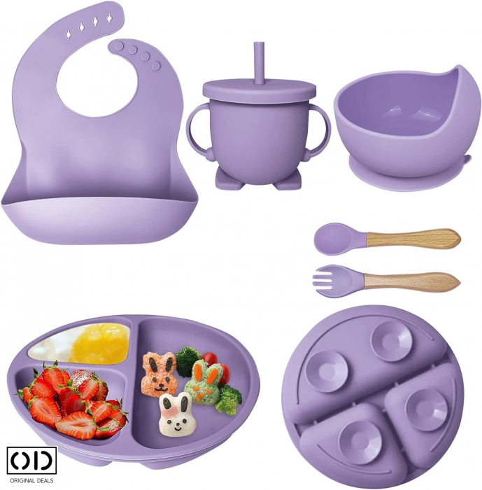 Set hranire bebelusi Diversificare Bebelusi Retete pentru Diversificare Bebelusi Alimente pentru Diversificare bebelusi tacamuri bebelusi furculite bebe silicon lingura bebe Furculita din silicon [14]