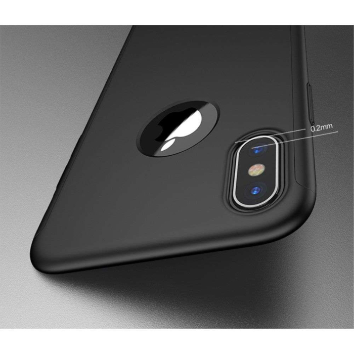 Set Husa si Folie de Protectie, , Compatibila cu Apple iPhone X, Full Cover 360°, Plastic + Sticla, Negru [16]