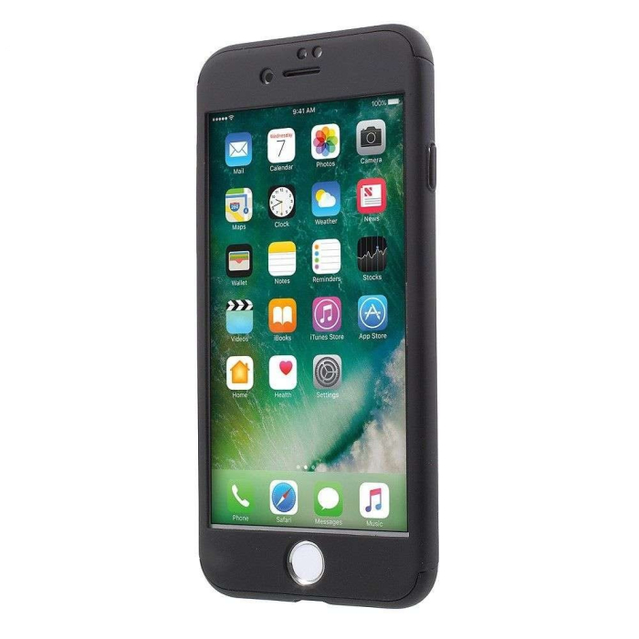 Set Husa si Folie de Protectie, , Compatibila cu Apple iPhone X, Full Cover 360°, Plastic + Sticla, Negru [2]