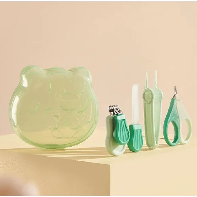 Set Ingrijire Unghii pentru Bebelusi, , Cutie de Depozitare in Forma de Ursulet, 10 x 9.5 cm, Verde [6]