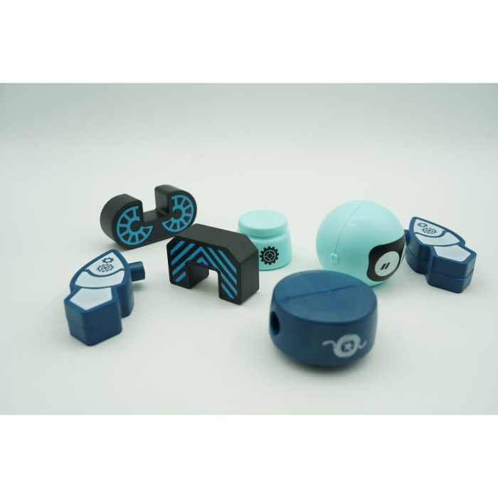 Set inteligent de blocuri magnetice pentru copii, 7 piese, cutie depozitare, robotel, albastru [15]