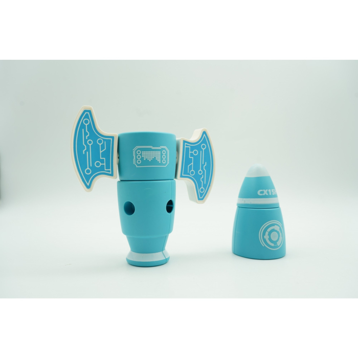 Set inteligent de blocuri magnetice pentru copii, 8 piese, cutie depozitare, racheta, albastru [10]