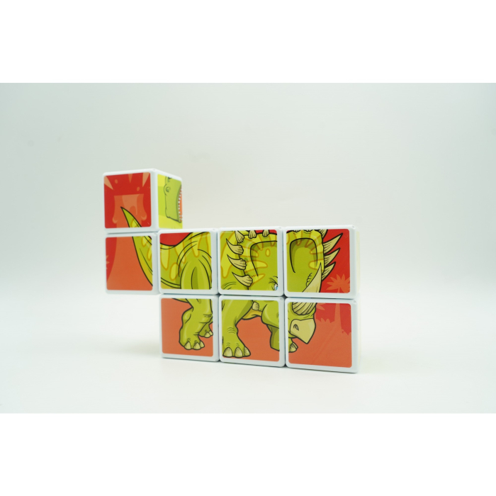 Set inteligent de cuburi magnetice pentru copii, 8 piese, cutie depozitare, puzzle dinozauri, +3 ani, multicolor [6]