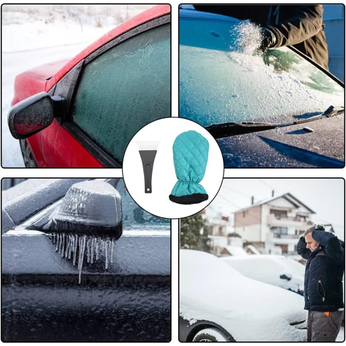 Set Manusa si Racleta pentru Zapada, , Impermeabila, Izolatie de Bumbac, 31 x 15 cm, Verde [3]