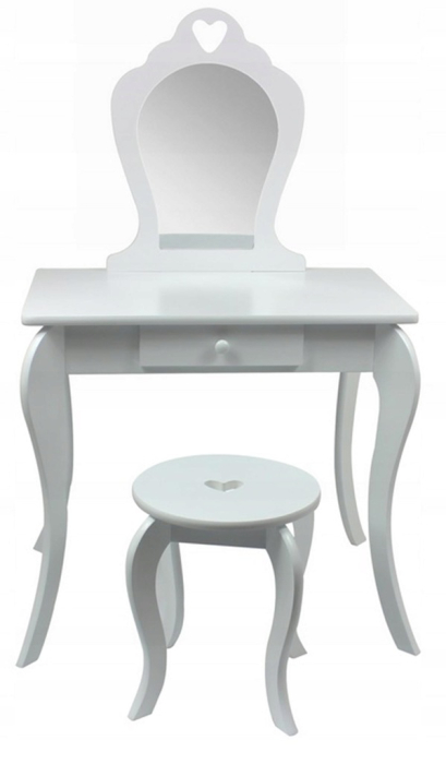 Set Masa de toaleta pentru copii Elza, alba, cu oglinda si taburet, 71x50x108 cm [4]