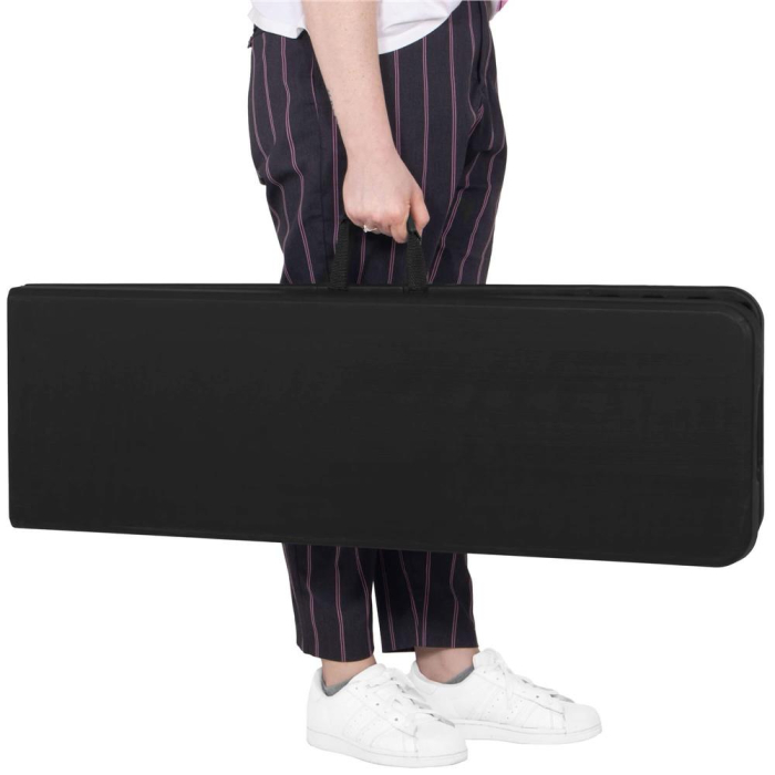 Set masa pliabila cu 2 banci, 180 cm, negru, HDPE si cadru metalic anticoroziv [15]