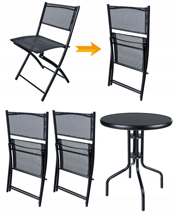 Set mobilier gradina Sersimo Oneiro, 2 scaune pliabile, 1 masa, negru [19]