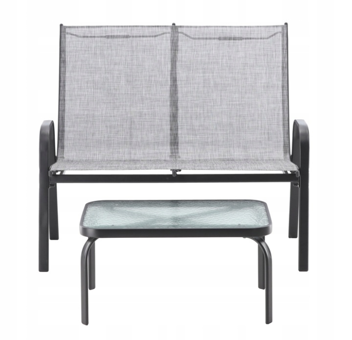 Set mobilier gradina textilene, 2 scaune, 1 canapea si 1 masa, gri deschis [4]