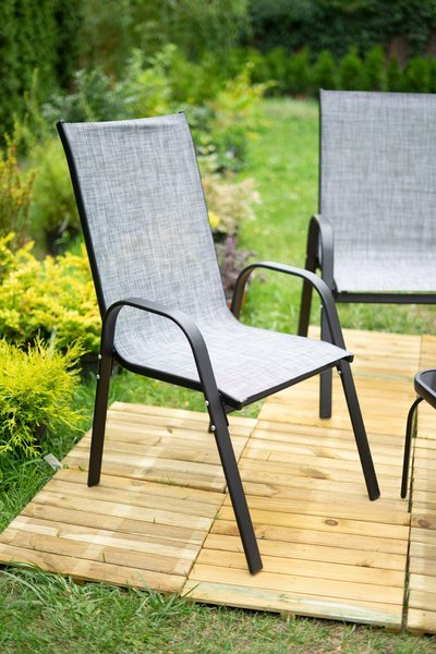 Set mobilier gradina textilene, 2 scaune, 1 canapea si 1 masa, gri deschis [13]