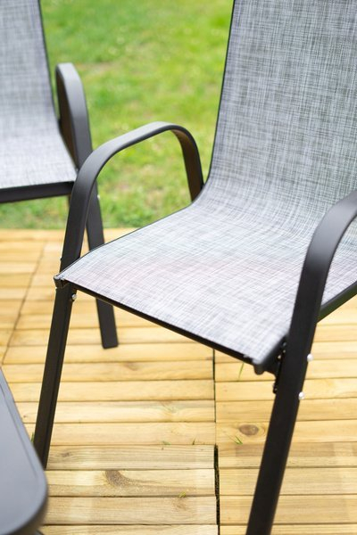 Set mobilier gradina textilene, 2 scaune, 1 canapea si 1 masa, gri deschis [16]