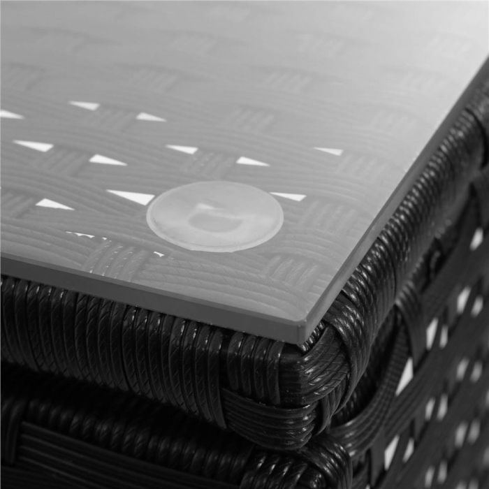 Set mobilier terasa, din tehnorattan, masa cu blat sticla securizata, 2 fotolii cu perne, negru [18]