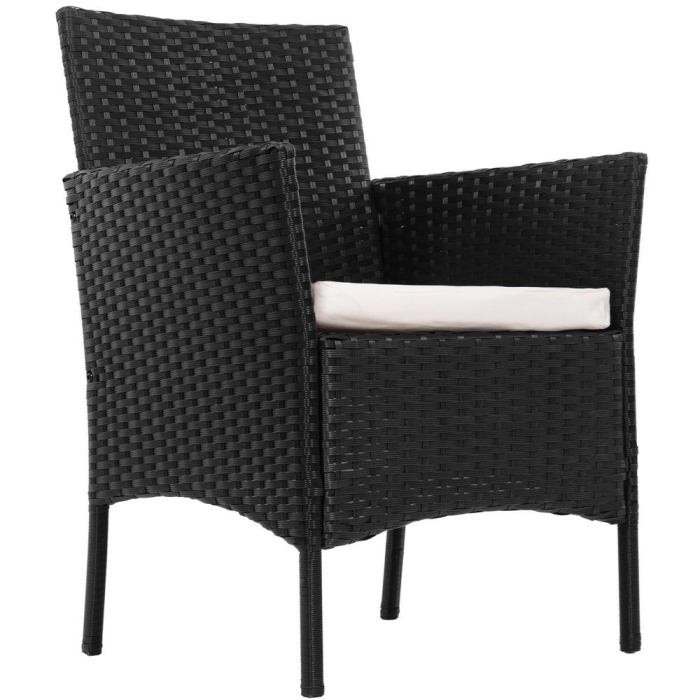 Set mobilier terasa, din tehnorattan, masa cu blat sticla securizata, 2 fotolii cu perne, negru [19]