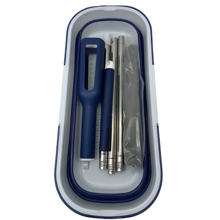 Set Mop Telescopic cu Galeata Pliabila, , Albastru, 32 cm, Maner Reglabil 140 cm, Sistem de Stoarcere Eficient [3]