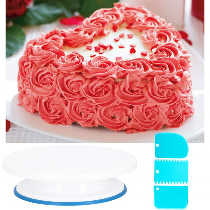 Set patiserie cu platou rotativ, 106 piese cu sabloane pentru ornarea prajiturilor [2]