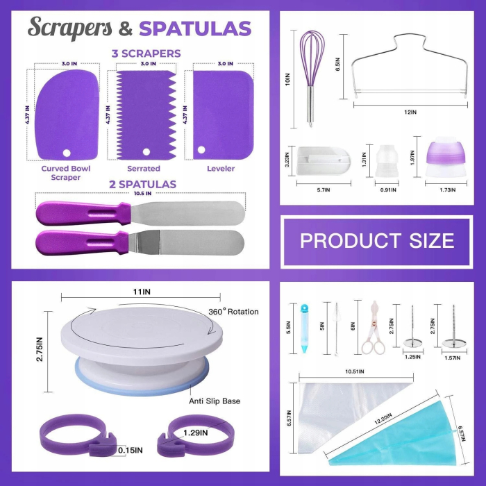 Set patiserie cu platou rotativ, 137 piese cu sabloane pentru ornarea prajiturilor [7]