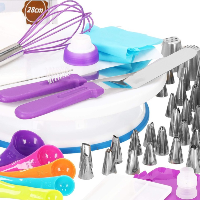 Set patiserie cu platou rotativ, 137 piese cu sabloane pentru ornarea prajiturilor [8]