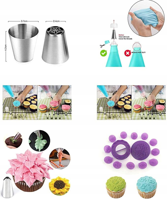 Set patiserie cu platou rotativ, 137 piese cu sabloane pentru ornarea prajiturilor [6]